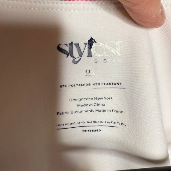 Stylest DreamSculpt Puff Sleeve Stripe Zip Shape wear Swim Suit Womens 2X Plus - Picture 2 of 5